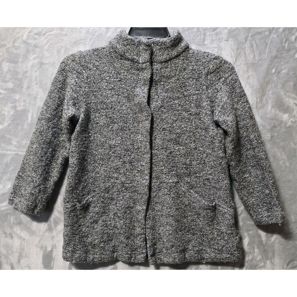 Pure J. Jill Sweater Womens S Heathered Gray Wool Viscose Blend Snap  Pockets